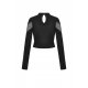 Crop Top Punk Découpes Résilles Noires Manches Longues