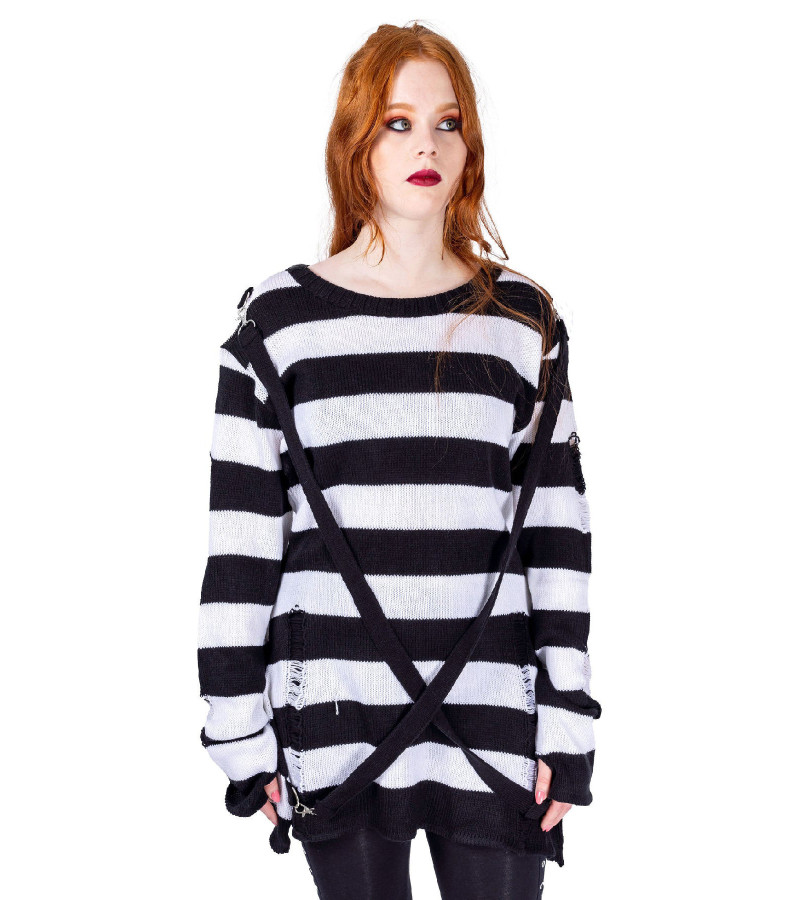 Pull Oriana Rayé Noir Et Blanc