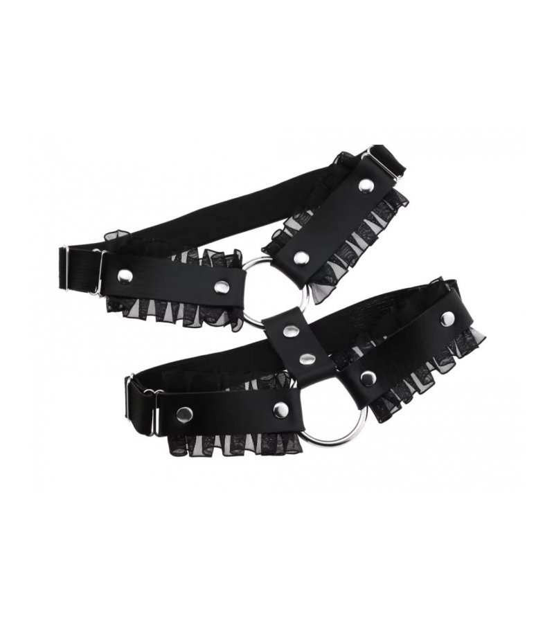 Jarretière Dentelle Noire Double Anneaux