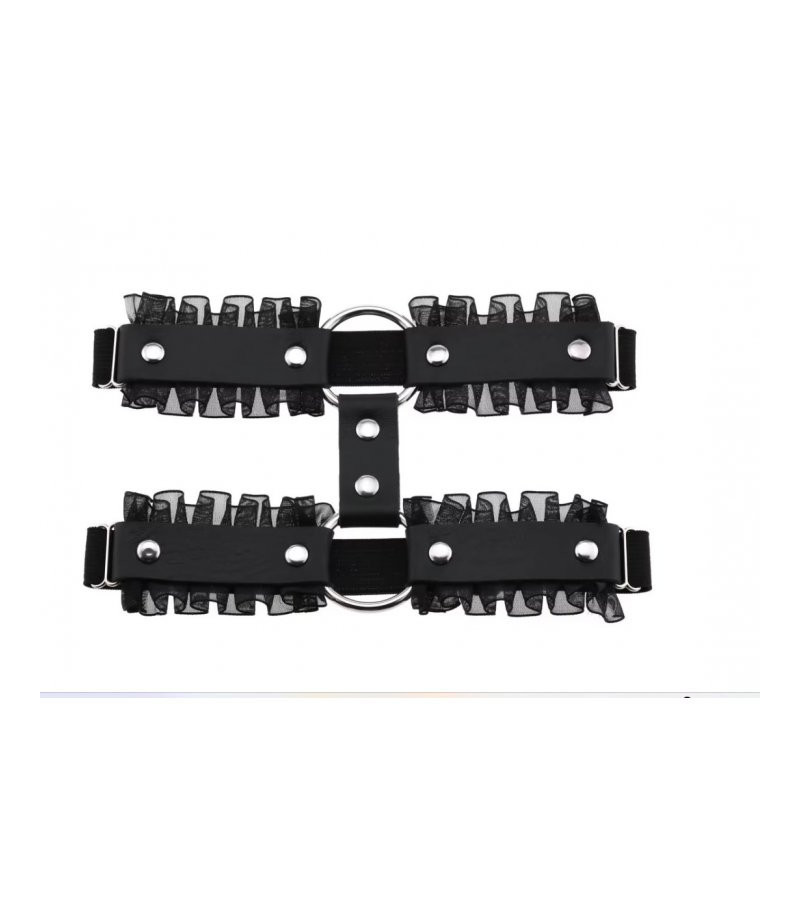 Jarretière Dentelle Noire Double Anneaux