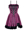 Robe Gothique Lolita Ecossaise Rose Et Noire Dark In Love  - Freaky Pink