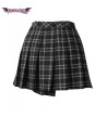 Big Pin Grey And Black Pleated Plaid Skirt