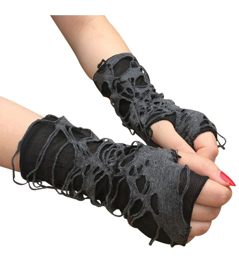 Grey Distressed Arm Warmers