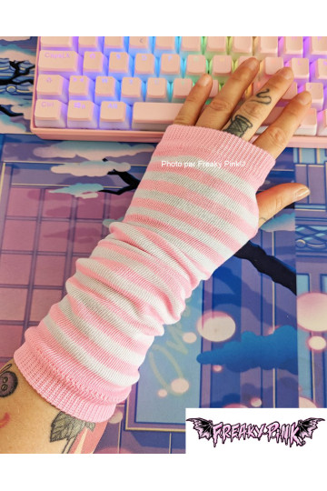 Pink And White Small Stripes Arm Warmers