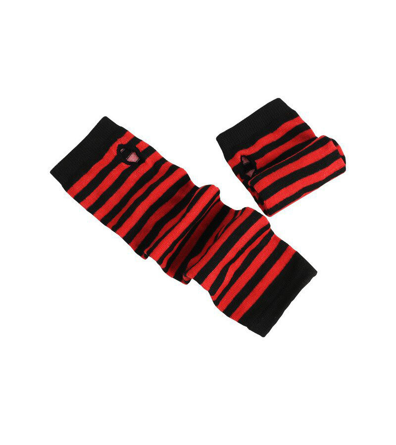 Red And Black Small Stripes Arm Warmers