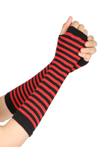 Mitaines Petites Rayures Noires Et Rouges