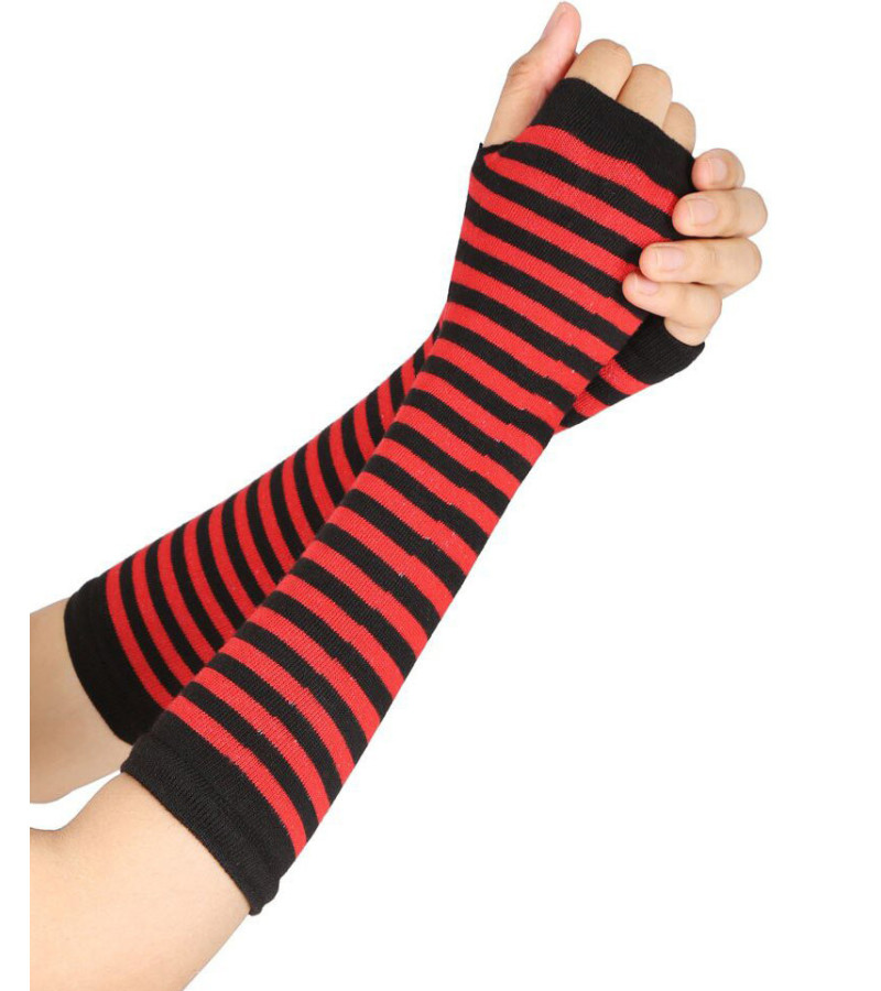 Red And Black Small Stripes Arm Warmers