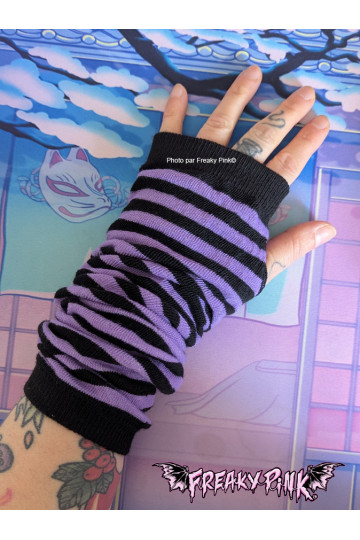 Purple And Black Small Stripes Arm Warmers