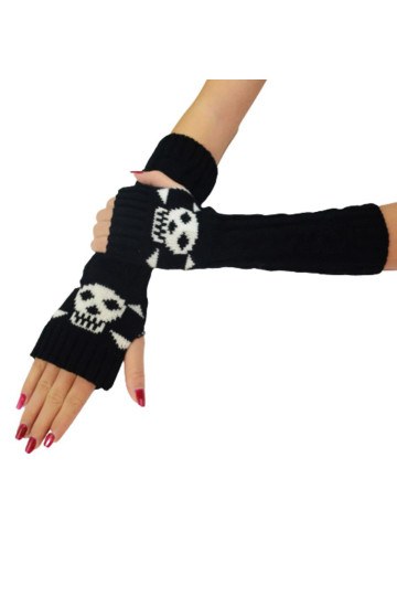 Thick Black Skull Arm Warmers