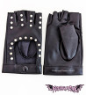 Fake Leather Black Gloves With Studs