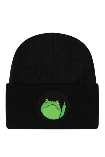 Frog Off Black Beanie