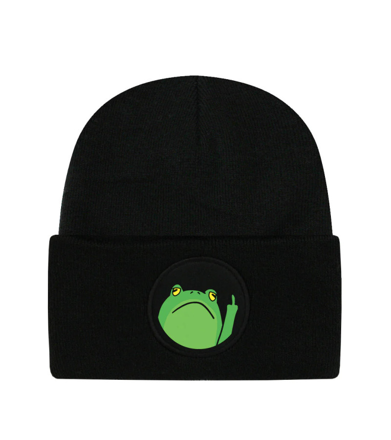 Frog Off Black Beanie