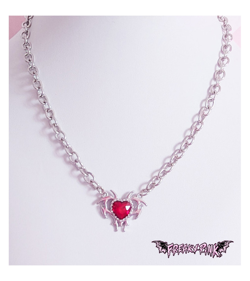 Red Heart Tribal Necklace - Freaky Pink