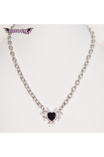 Black Heart Tribal Necklace - Freaky Pink