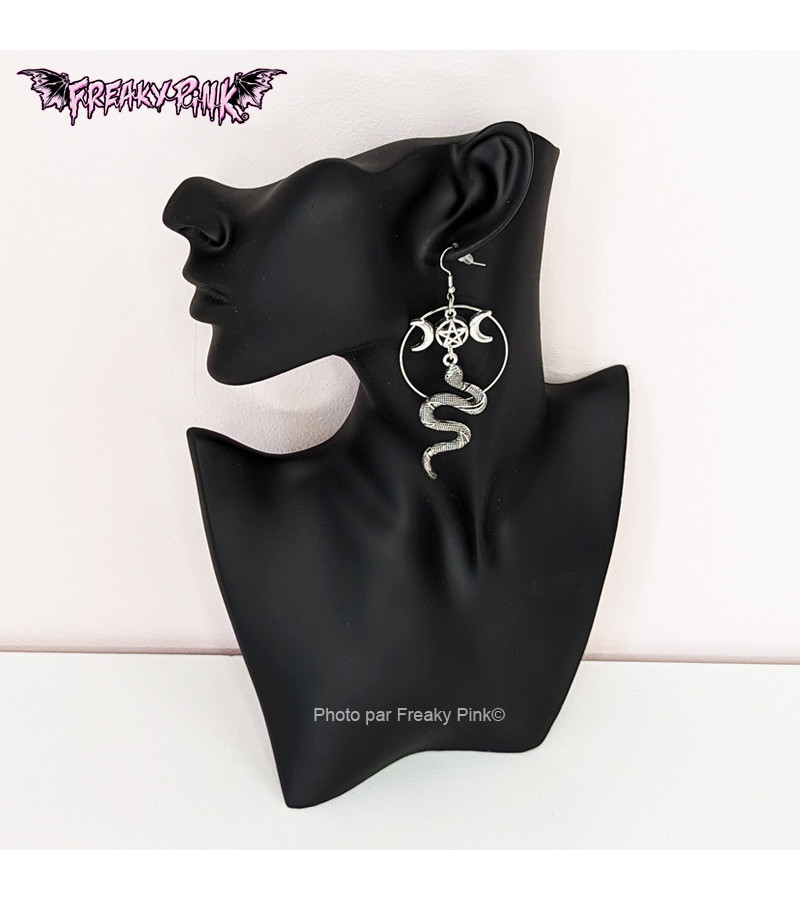 Boucles d'Oreilles Serpent Triple Lune Boucles d'Oreilles Serpent Triple Lune