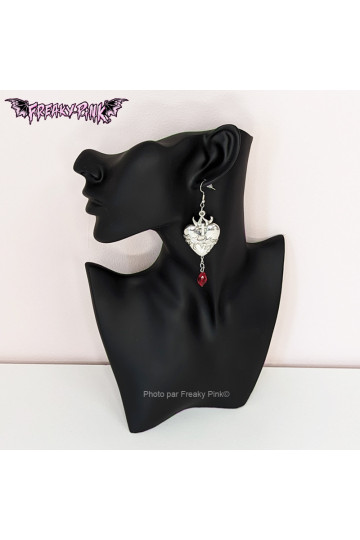 Sacred Heart Red Gem Earrings