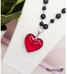 Red Heart Necklace With Black Beads