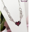 Red Heart Necklace With Skeleton Hands