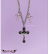 Pink And Black Gothic Cross Necklace