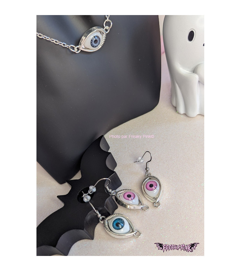 Blue Eyes Earrings Stainless Steel Clasp Freaky Pink