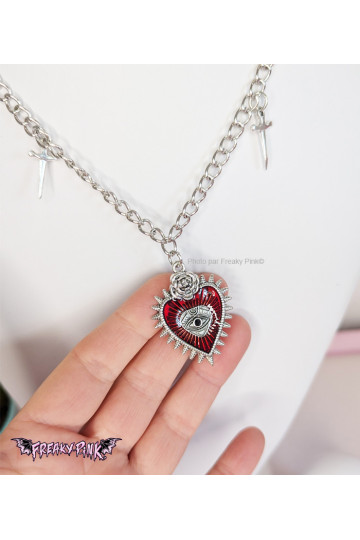 Collier Cœur Rouge Et Epées