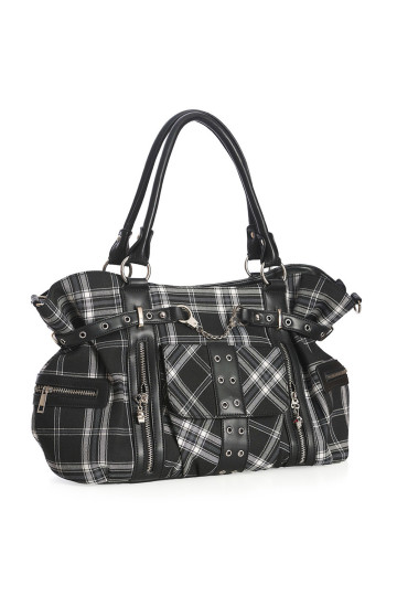 Sac à Main Tartan Gris Grand - Freaky Pink