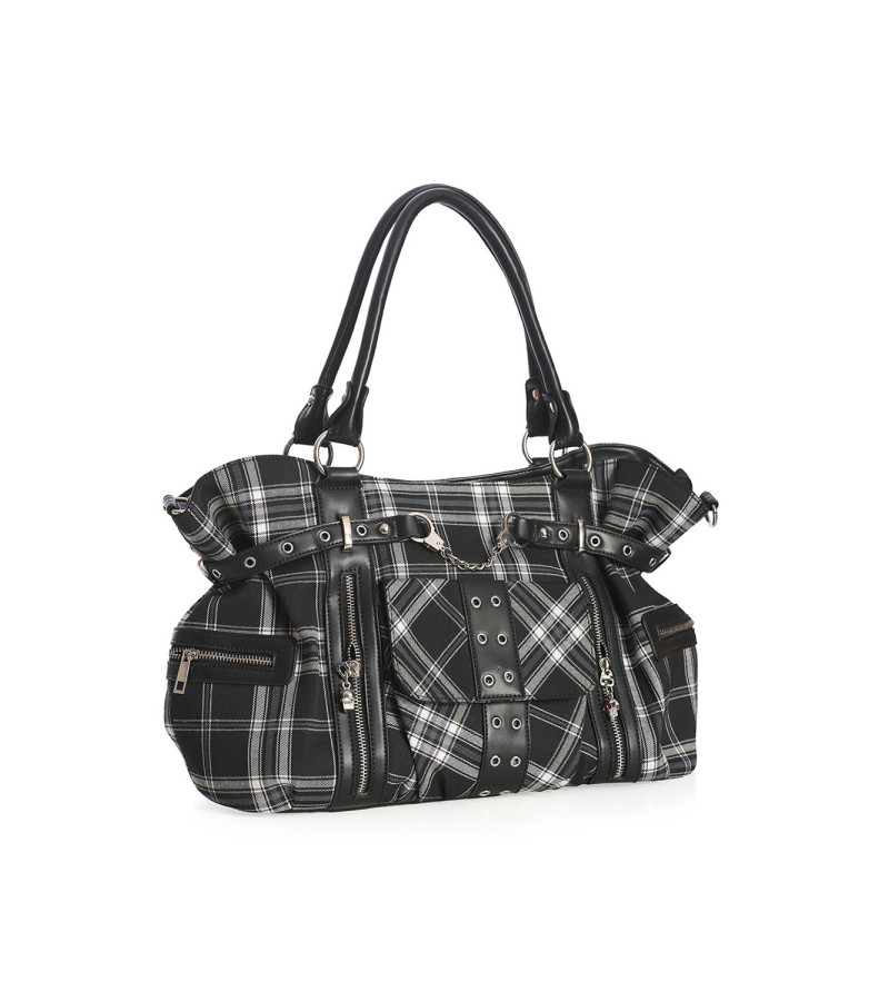 Sac à Main Tartan Gris Grand - Freaky Pink
