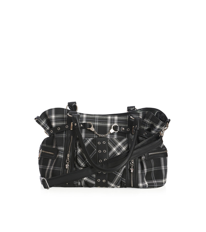 Sac à Main Tartan Gris Grand - Freaky Pink