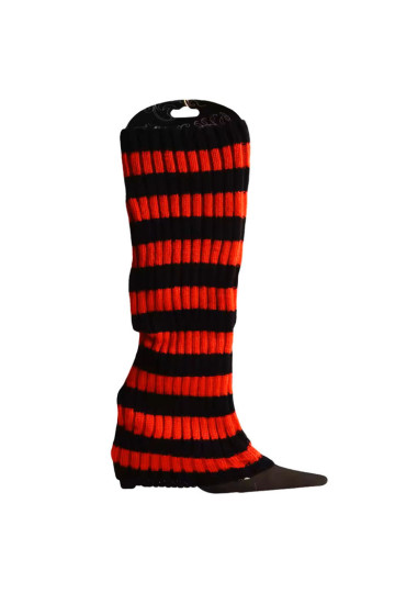 Leg Warmers Rayés Rouge Noir