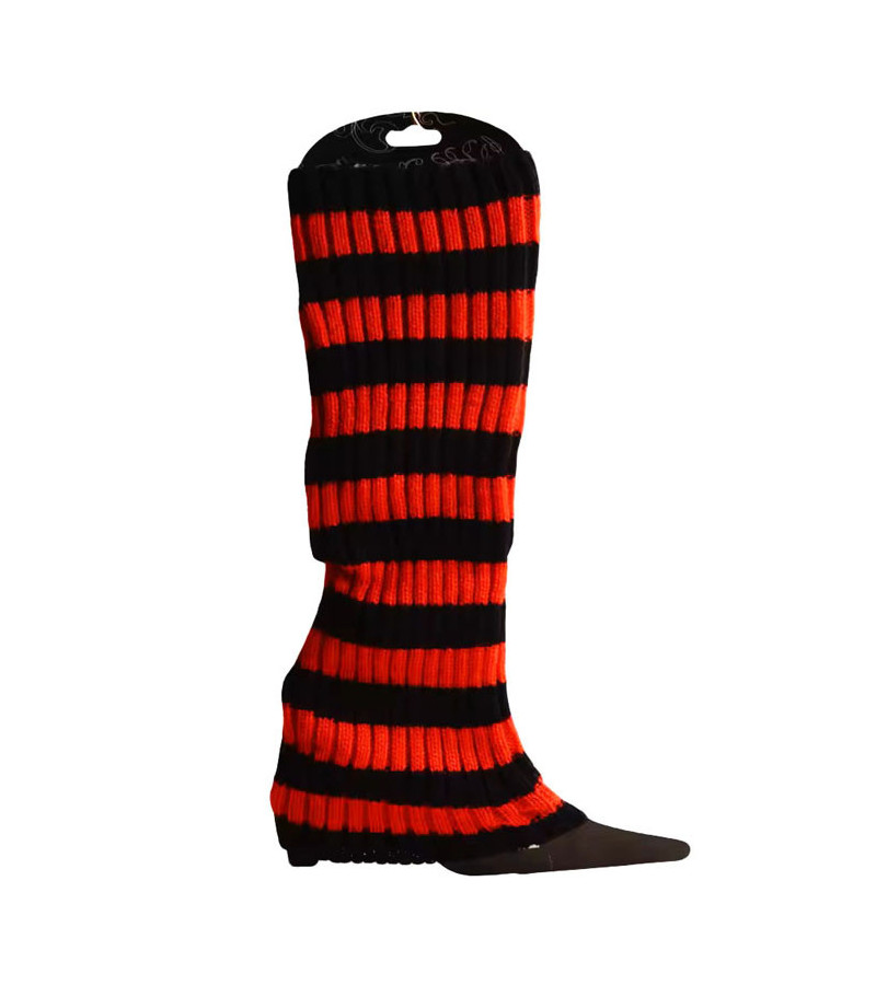 Leg Warmers Rayés Rouge Noir