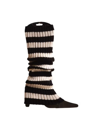 White And Black Striped Leg Warmers