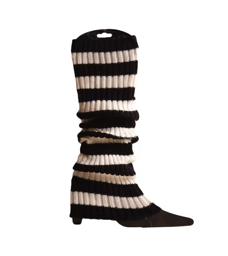 Leg Warmers Rayés Blanc Noir