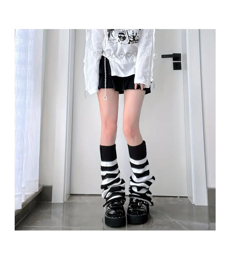 White And Black Wide Leg Warmers