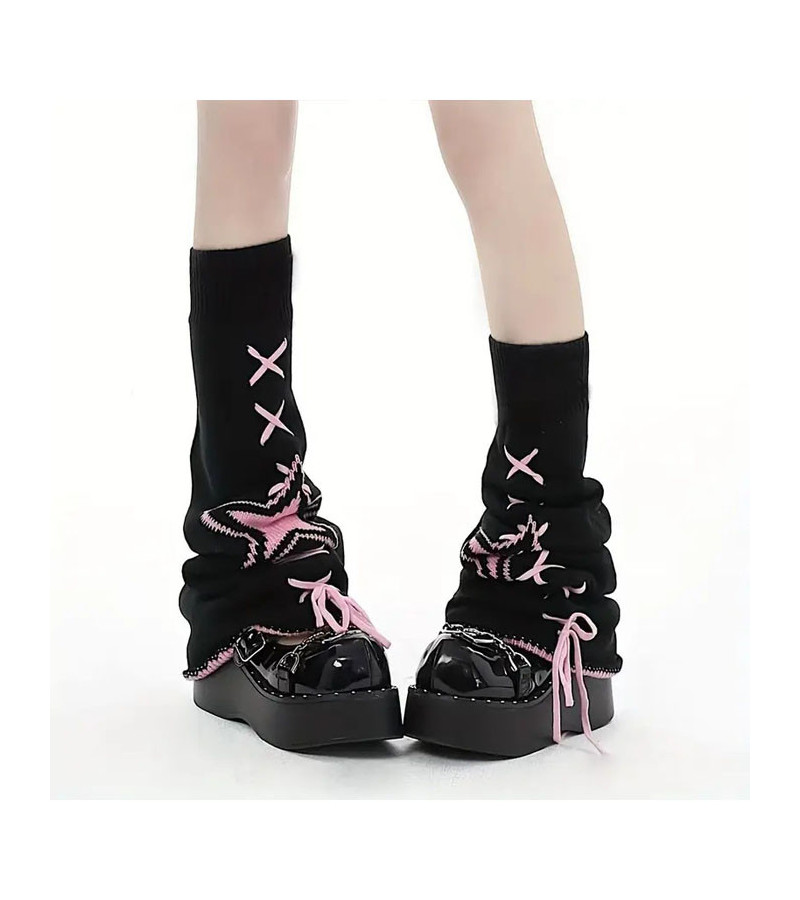 Black And Pink Star Leg Warmers