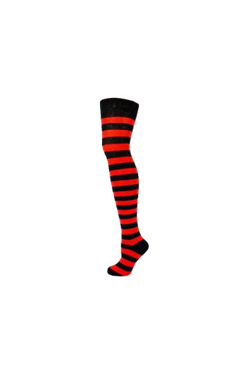 Black And Red Striped Socks Over the Knee