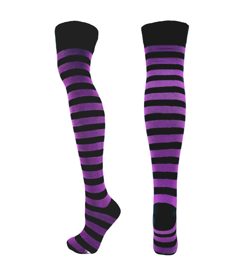 Chaussettes Rayées Noires Violettes