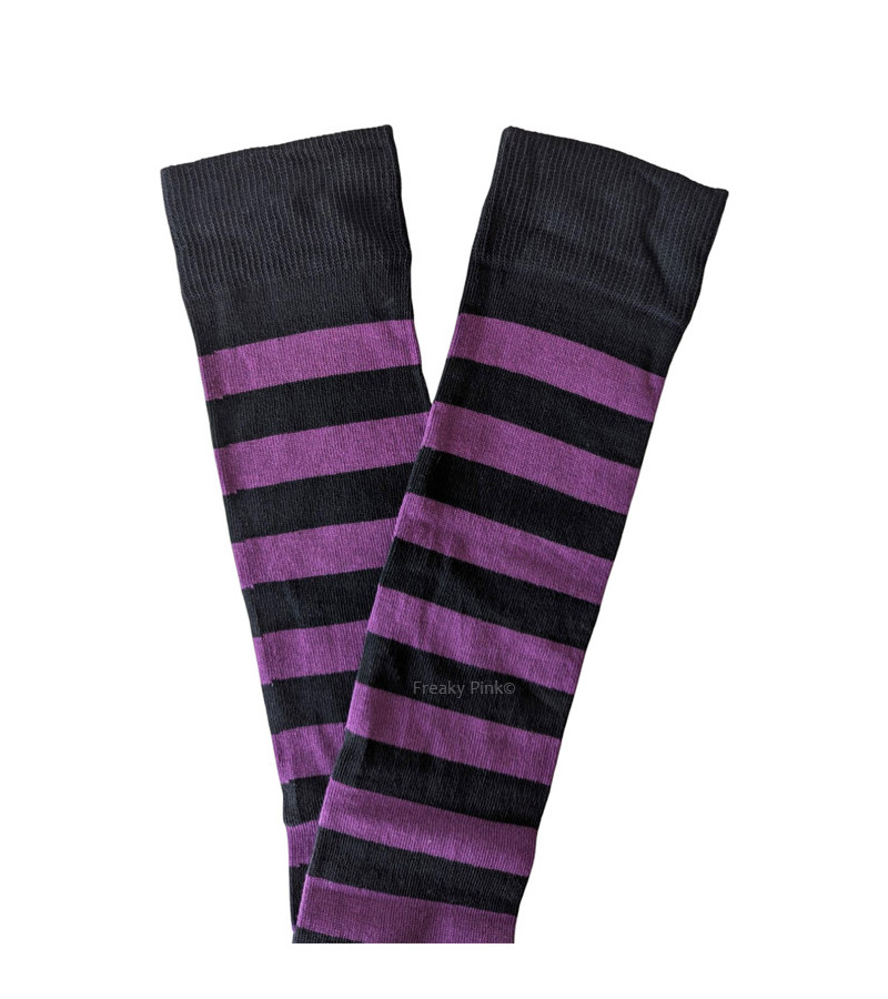 Black And Purple Striped Socks