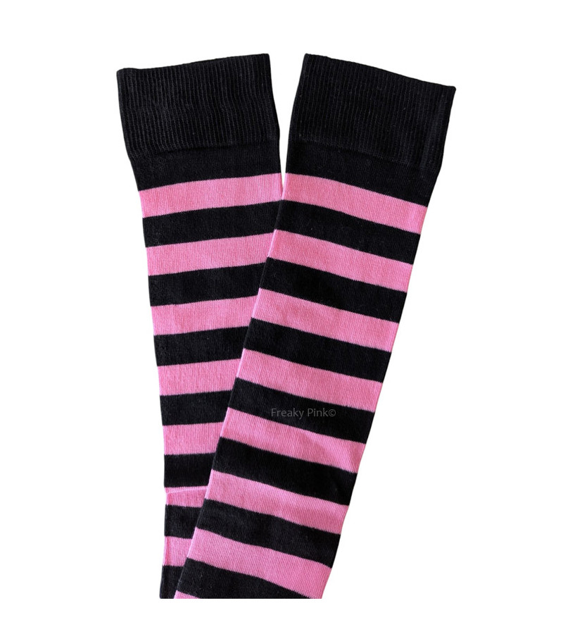 Black And Pink Striped Socks