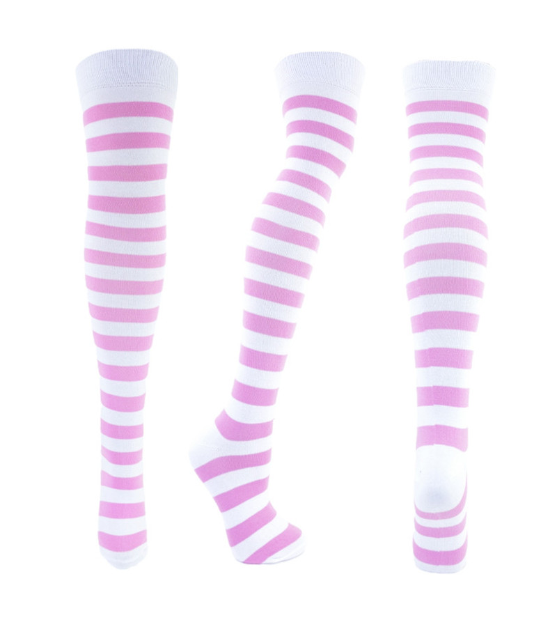 Pink White Striped Socks
