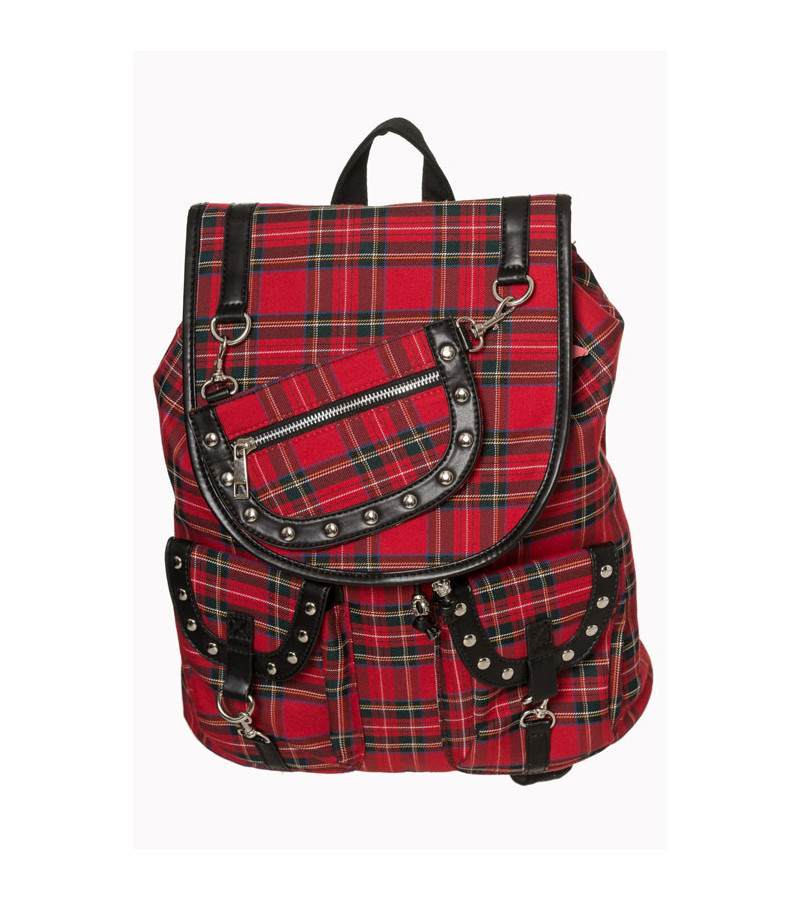 Red Tartan Backpack - Freaky Pink