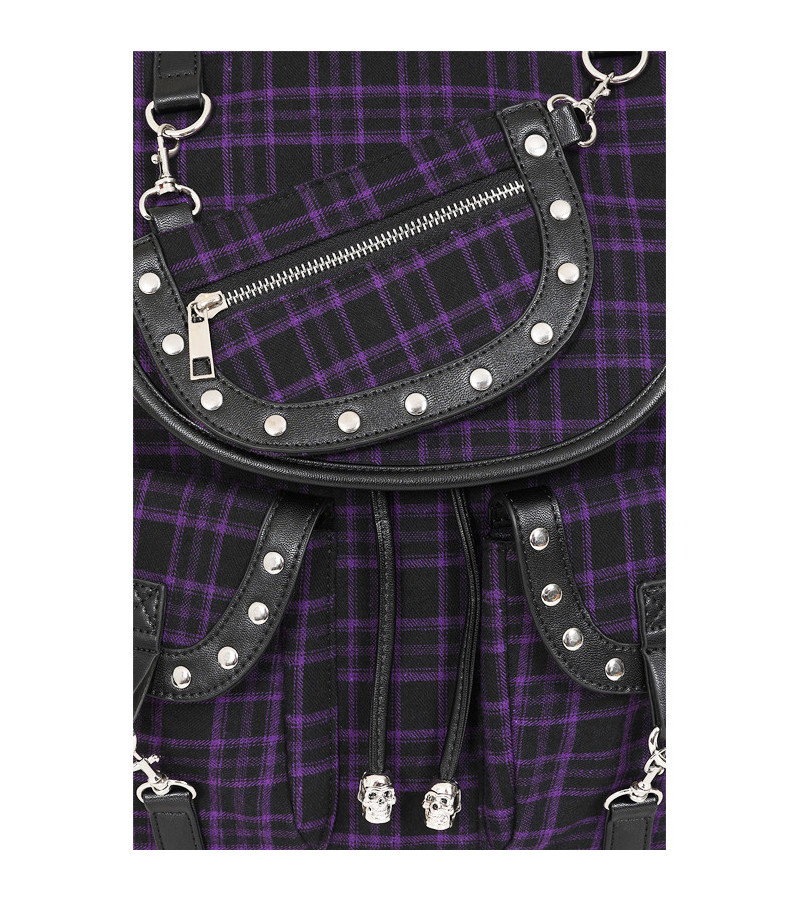 Sac à Dos Tartan Violet Noir