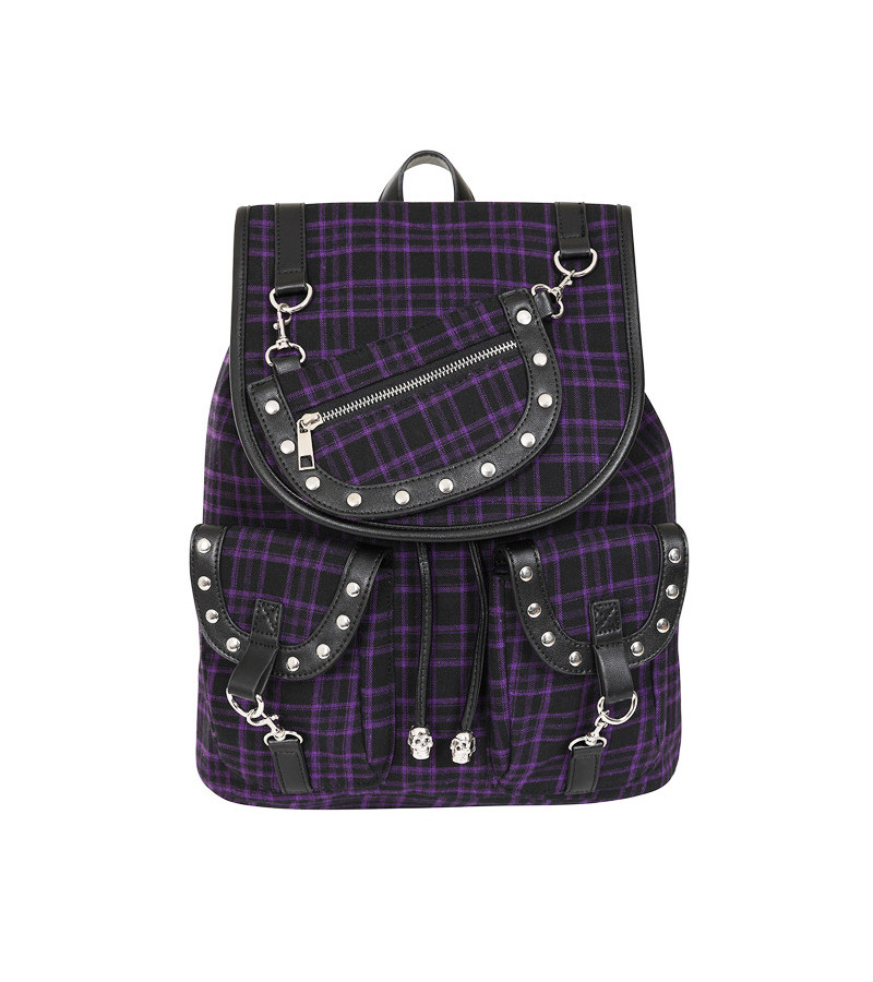 Sac à Dos Tartan Violet Noir