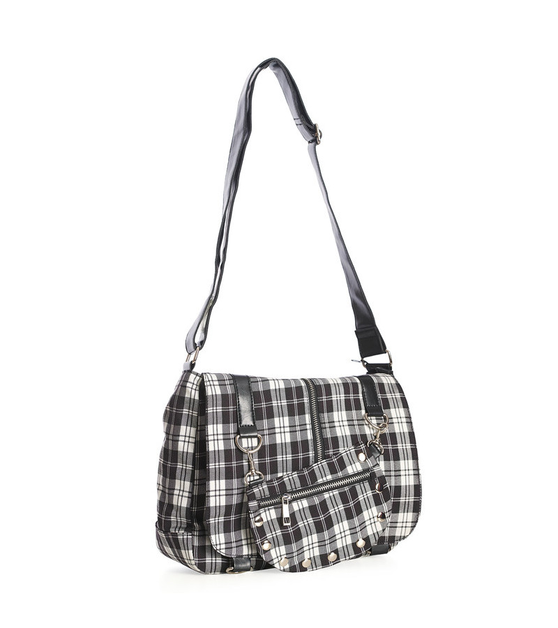 Black White Tartan Small Shoulder Bag