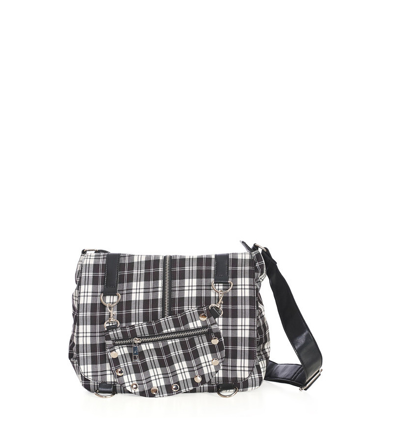 Black White Tartan Small Shoulder Bag