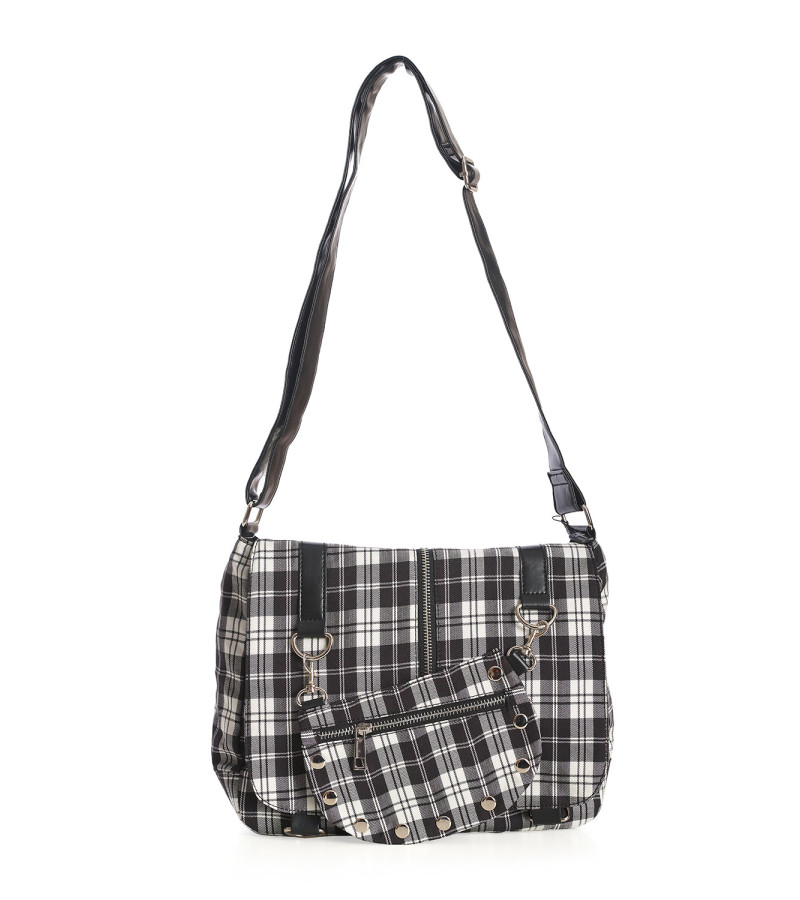 Sac Tartan Noir Blanc Petit Format