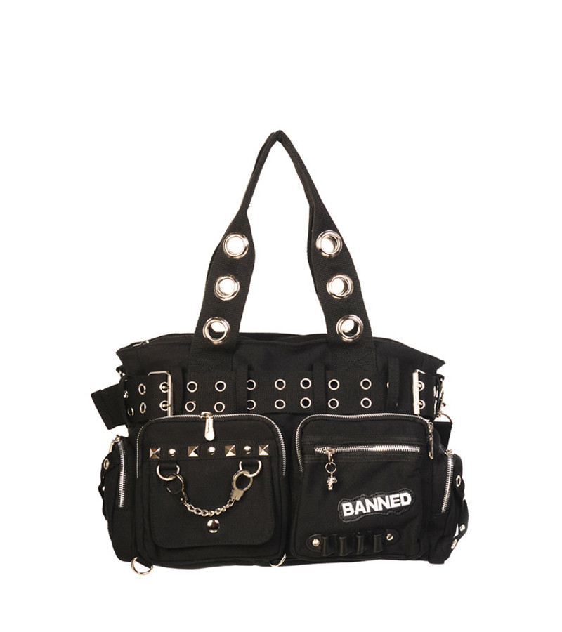 Big Black Gothic Bag With Pockets