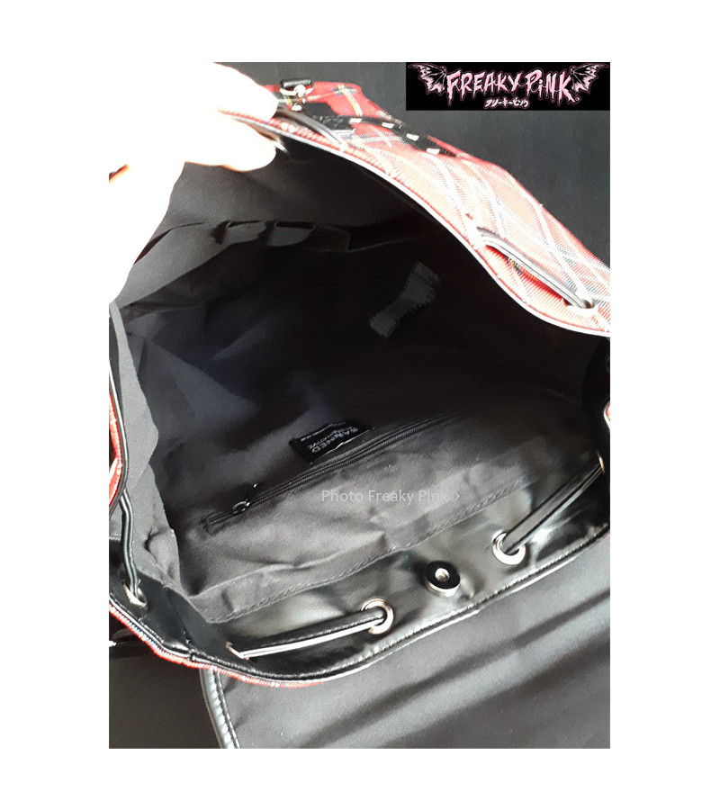 Checkered Red Black Backpack - Freaky Pink