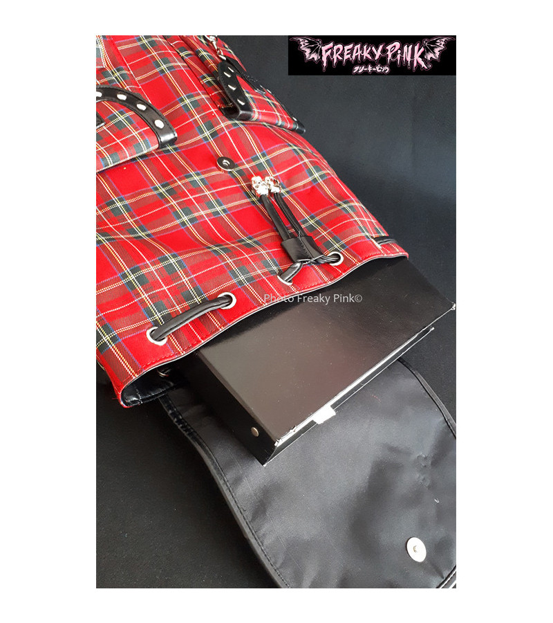 Checkered Red Black Backpack - Freaky Pink