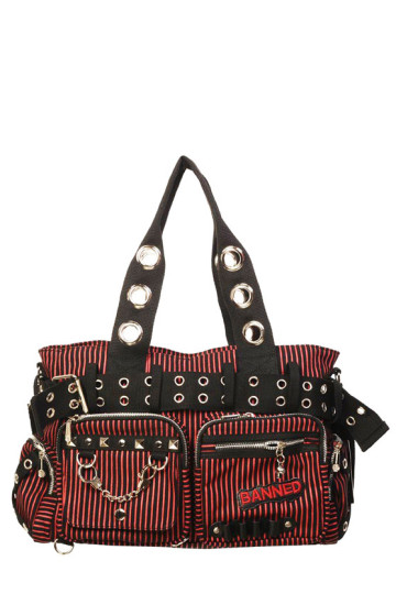 Grand Sac à Main Rayé Rouge Noir