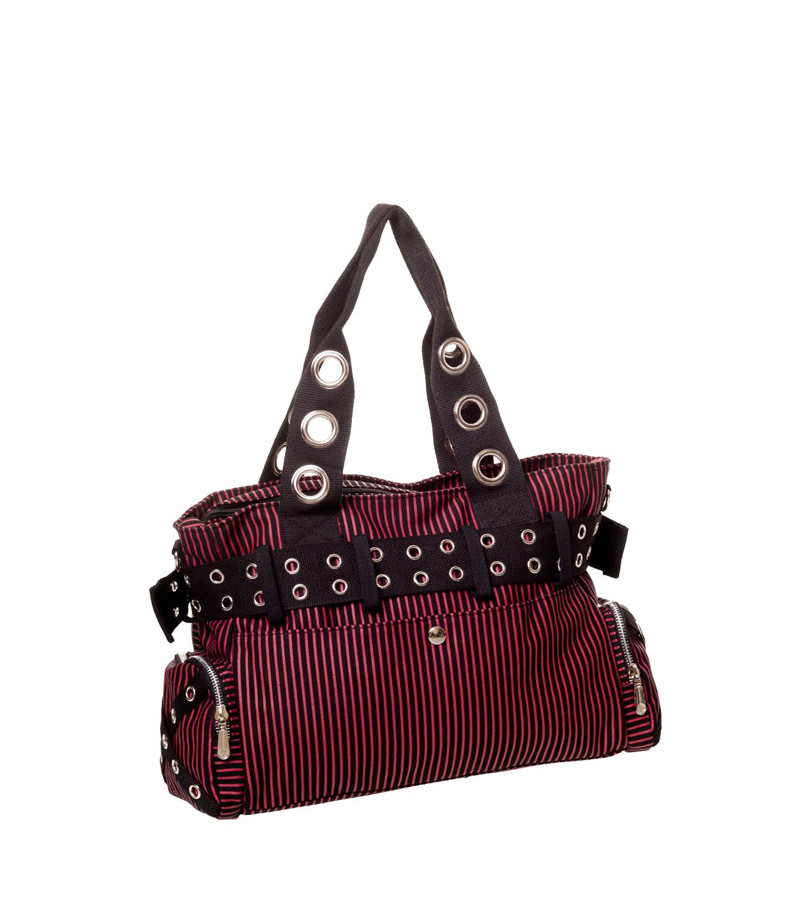 Grand Sac à Main Rayé Rouge Noir